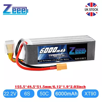 Zeee 22.2V 6S Lipo Battery 6000mah XT90 50C Softcase For RC Car Airplane FPV LKW • £78.99