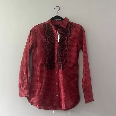 NWT J Crew Boy Shirt In Embellished Plaid Size 00 Style H3505 Tartan Red • $11.96