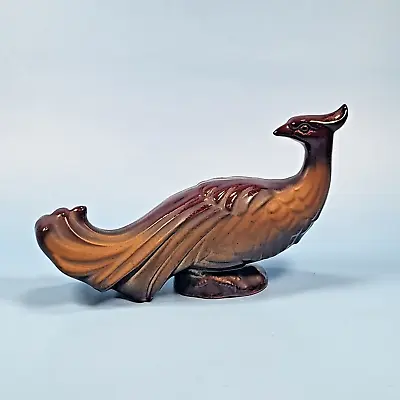 $28.89 • Buy Rockingham Pottery Peacock Bird Figurine 4.5x8 Brown Gold MCM Art Deco Vintage
