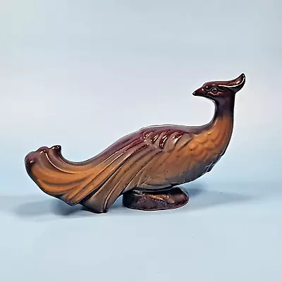 $28.89 • Buy Rockingham Pottery Peacock Bird Figurine 4.5x8 Brown Gold MCM Art Deco Vintage