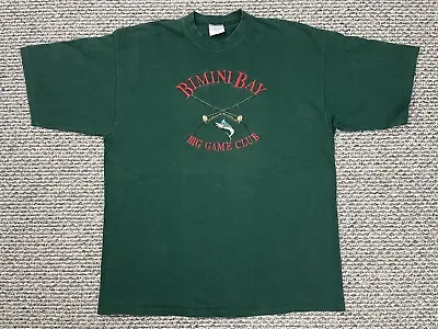 Vintage Bimini Bay T-Shirt Adult XL Green Fishing Ocean Florida 90s Cotton USA • $19.96