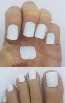 White False Nail Set Short Square Nails. Finger & Toenails. Fake Nails Tips. UK • £3.99