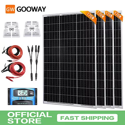 170W 340W 680W Solar Panel Kit 12V With Mounting Brackets RV Caravan Camper Van • £111.99