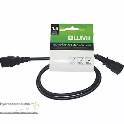 LUMII REFLECTOR EXTENSION IEC - IEC KETTLE LEAD 1.5or 5m HYDROPONICS HPS CFL • £13.99