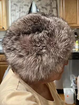 Vincent & BILL New York-GENUINE SILVER FOX FUR HAT 22  With Silk Liner! • $52.52