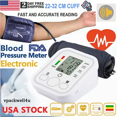 Automatic Arm Blood Pressure Monitor Digital Pulse Heart Rate Machine BP Cuff  • $13.80