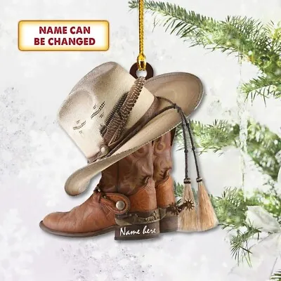 Personalized Cowboy Boots And Hat Ornament  Christmas Ornament For Horse • $14.99