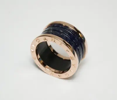 Genuine 18k Rose Gold BVLGARI B-ZERO Ring - Carved Lapis Lazuli Band - Bulgari • $1149.60