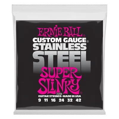 Ernie Ball Super Slinky Stainless Steel Wound Electric Guitar Strings-9-42 Gauge • $21.95