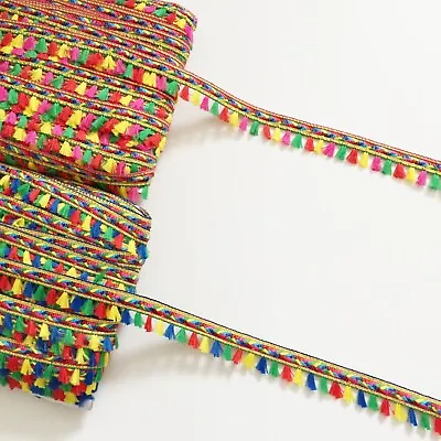 £2.29 • Buy Mini Tassel & Pom Trim Ribbon Craft Upholstery Boho Hippie Scandi Sewing Edging