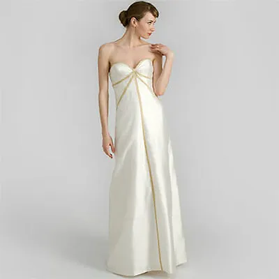 Nicole Miller Ivory Shantung Strapless Wedding Bridal Gown Dress 4 $1900 Im0003 • $99