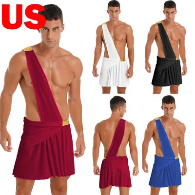 US Men Toga Costume Greek Rome Theme Party Cosplay Fancy Dress Role Play Outfit • $13.40
