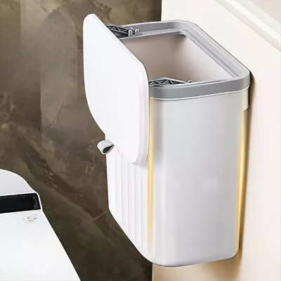 Hanging Kitchen Waste Bin W/ Lid Wall Mounted Over Door Cupboard Trash Can 7L/9L • £8.95