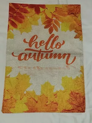 Fall Mini Garden Flag Hello Autumn Burlap New Double Sided 12×18 • $9.99