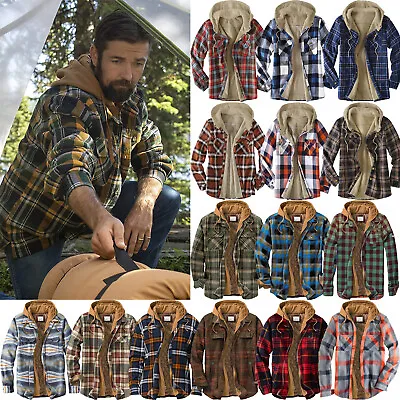 £9.46 • Buy Mens Padded Shirt Fur Fleece Lined Hoodie Jacket Hooded Work Lumberjack Sherpa S