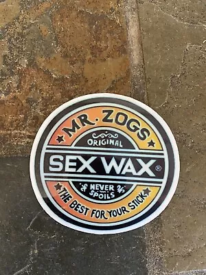 SMALL Sticker MR ZOGS Surf SEX WAX 64mm Diameter Yellow Surfer Surfing VW VAN • £2.75