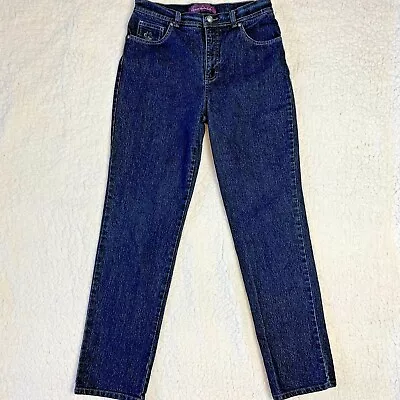 Gloria Vanderbilt Women's Straight High Rise Embroidered Blue Denim Jeans Sz 6 • $20