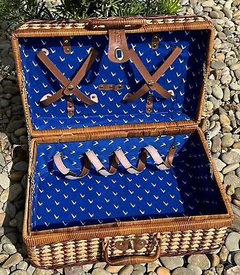 Vintage Grey Goose Vodka Lined Wicker Basket/Suitcase Picnic Beach Camping • $49.98