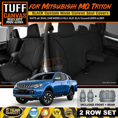 $274.55 • Buy TUFF HD TRADE Canvas Seat Covers Triton MQ Dual Cab GLS GLX 2ROW 1/2015-19 BLACK
