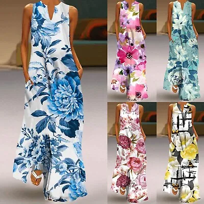 $32.70 • Buy Women Casual V Plus Dress Sleeveless Size Summer Dresses For Women With Pockets