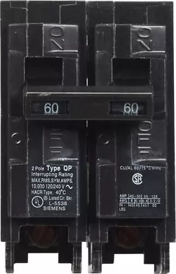 Siemens 60 Amps Double Pole 2 Circuit Breaker • $22.99