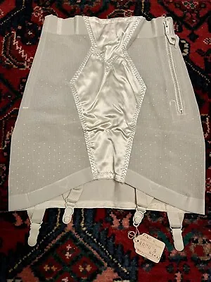 Vintage 1940’s White Satin Panel Open Bottom Girdle Four Garter Clips • $212.31