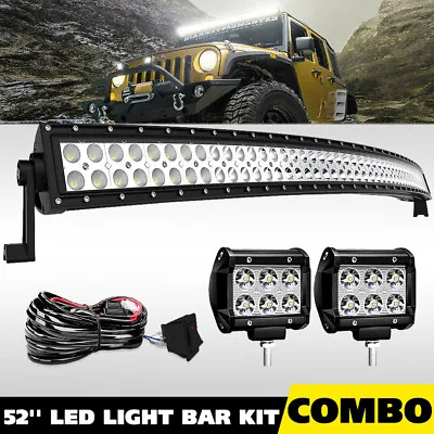 52inch Windshield Curved LED Light Bar  Spot Flood Combo Roof Driving Offroad • $88.98