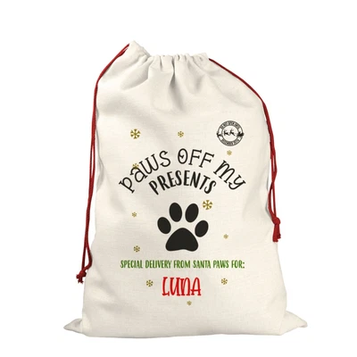 £8.99 • Buy Personalised Santa Sack Father Christmas Bag Stocking Presents Gift Paws Off