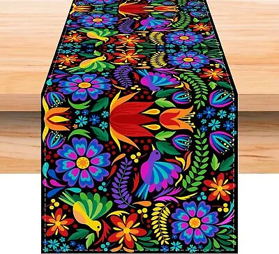 Linen Mexican Fiesta Table Runner 72 Inches Long Mexican Fiesta Themed Party ... • $11.30