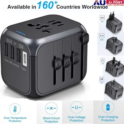 $27.99 • Buy International Smart Universal Travel Adapter USB QC3.0 Fast Quick Charger 5V 5A