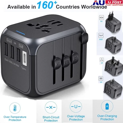 $27.99 • Buy International Smart Universal Travel Adapter USB QC3.0 Fast Quick Charger 5V 5A