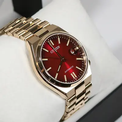 Citizen Tsuyosa Automatic Gold Tone Steel Red Dial Watch NJ0153-82X • $298.99