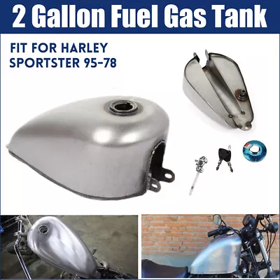 Unpainted 2Gallon Custom Cafe Racer Gas Fuel Tank Fit For Harley Sportster 95-78 • $138.88