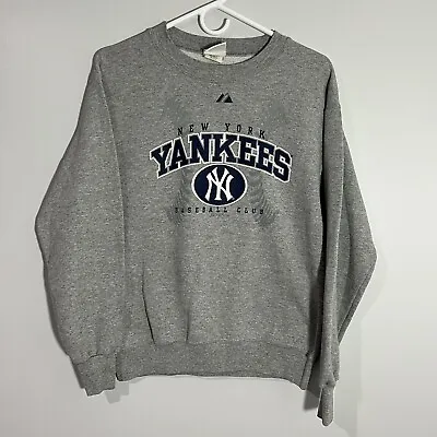 Vintage Majestic New York Yankees Baseball Gray Pullover Sweatshirt Mens Small S • $35