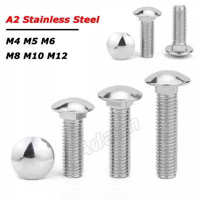 Carriage Bolts Cup Square Dome Coaches Screws A2 Stainless M4 M5 M6 M8 M10 M12 • £2.03