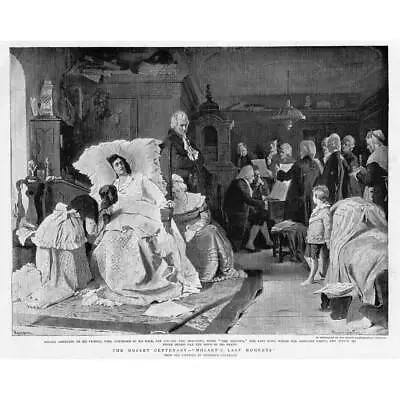 HERMANN KAULBACH Mozart's Last Moments - Antique Print 1891 • $17.41