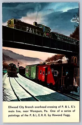 Postcard Wampum PA Ellwood City Branch Overhead Railroad Crossing Artist Fogg • $5.95