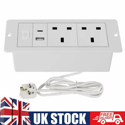 Recessed Power Outlet With 2 USB Power Strip Power Sokcet 2 Outlets + 1.8m Cable • £26.88