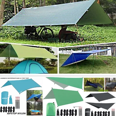 Waterproof Sunshade Awning Tent With Mosquito Net Hammock Set Outdoor Camping US • $24.99