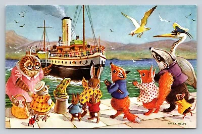 Waiting For The Steamer Boat Medici Society Racey Helps Anthropomorphic Animals • $6.95