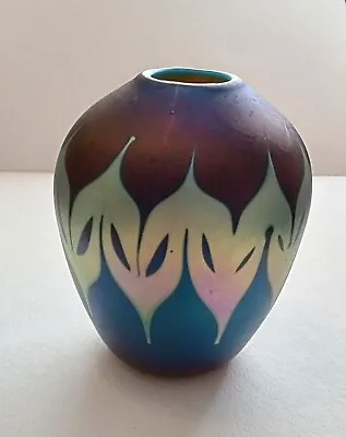 Phoenix Studios Art Glass Vase Carl Radke Signed Vintage 1986 Iridescent • $160
