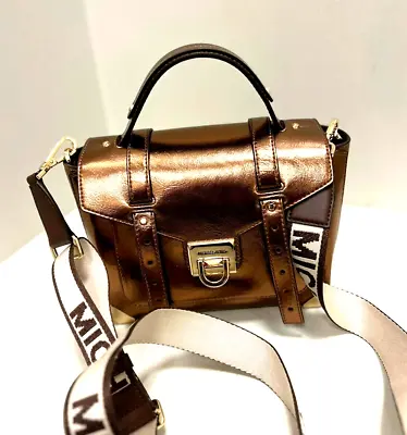 Michael Kors Manhattan Medium Women School Satchel Crossbody Handbag Purse Mocha • $98.50