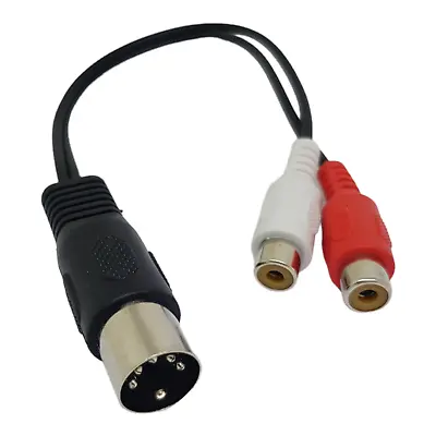 0.2m 5 Pin Din Male Plug To Twin RCA Phono Sockets Adapter Cable • £2.89