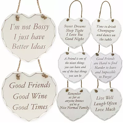 £2.49 • Buy New Hanging Wooden Heart Shaped Plaque Sign Message Decoration Gift Door Wall