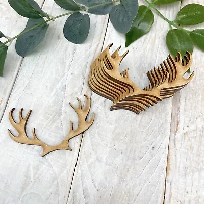Christmas Theme Wooden Craft Shape MDF Embellishment Christmas Reindeer Antlers • £4.80