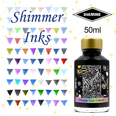 £11.95 • Buy Diamine Glass Bottled Shimmer  Glitter  Ink 50ml For Fountain Pens - 40 Colours!