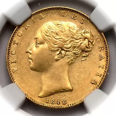 VERY RARE 1848 Queen Victoria 1st Portrait Gold Shield Sovereign - Cats £7500 • £7250
