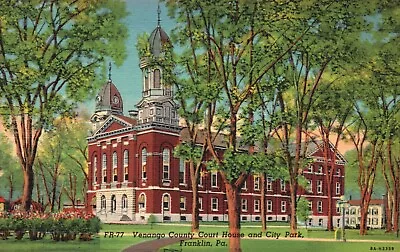 Postcard PA Franklin Venango County Court House & City Park Vintage PC F7941 • $4