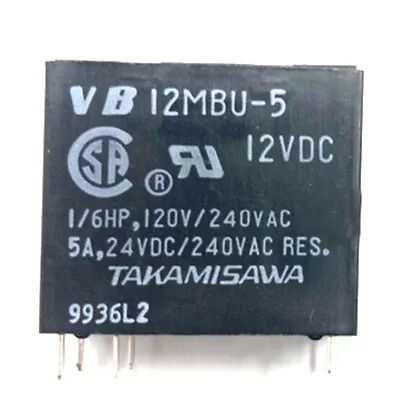 1Pce TAKAMISAWA Relay VB12MBU-5 12VDC Power Relay 5A 240VAC 6Pins • $4.36