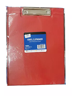 A4 Red Vinyl Clipboard Fold Over Cover Writing Paper File Holder Document Pad • £5.49